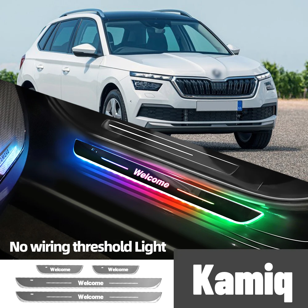 

For Skoda Kamiq 2019-2023 2020 2021 2022 Car Door Sill Light Customized Logo LED Welcome Threshold Pedal Lamp Accessories