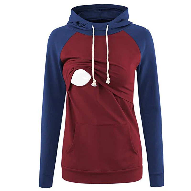 Maternity Sweatshirt Women Nursing Maternity Long Sleeves Hooded Breastfeeding Hoodie Pregnant Women Long Sleeve Hooded Sweater