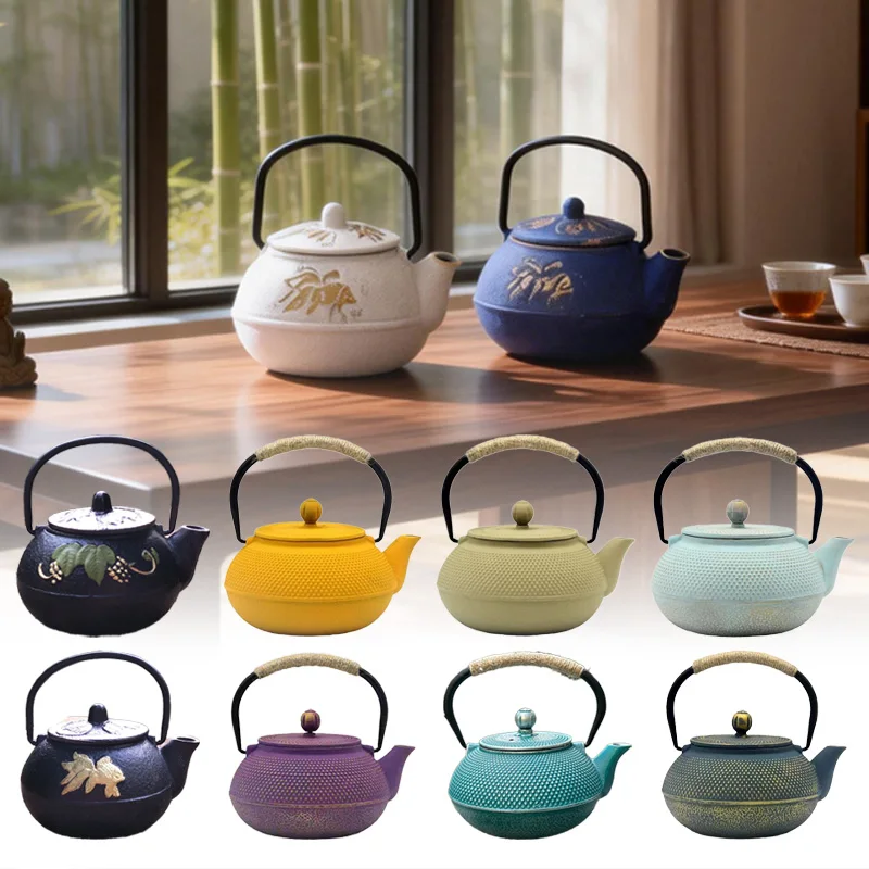 

Чугунный винтажный чайник 900 мл, кухонная посуда, японский чайник для кипячения воды, китайские чайники, аксессуары для чайной церемонии