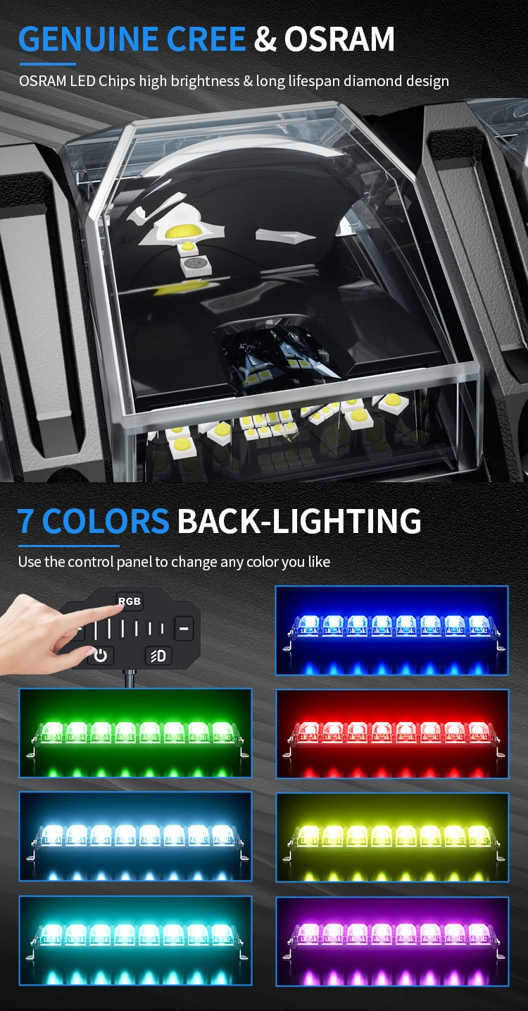 araページ Aurora 20 30 40 50 Inch RGB Offroad LED Light Bar - LED