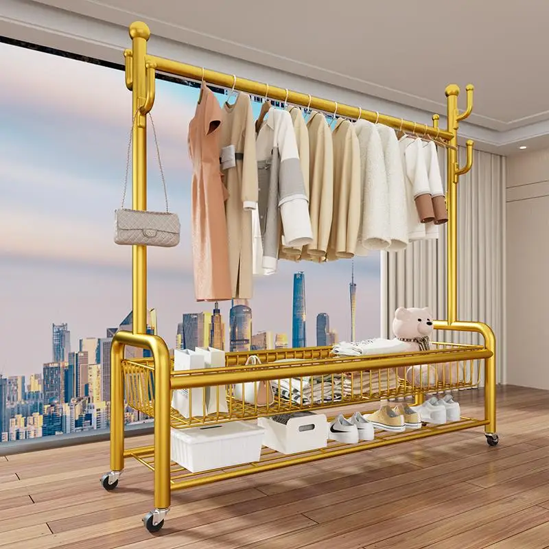 

Simple Portable Indoor Clothes Drying Rack Bedroom Hanging Clothes Hanger Slide Function Indoor Outdoor Simple Coat Rack
