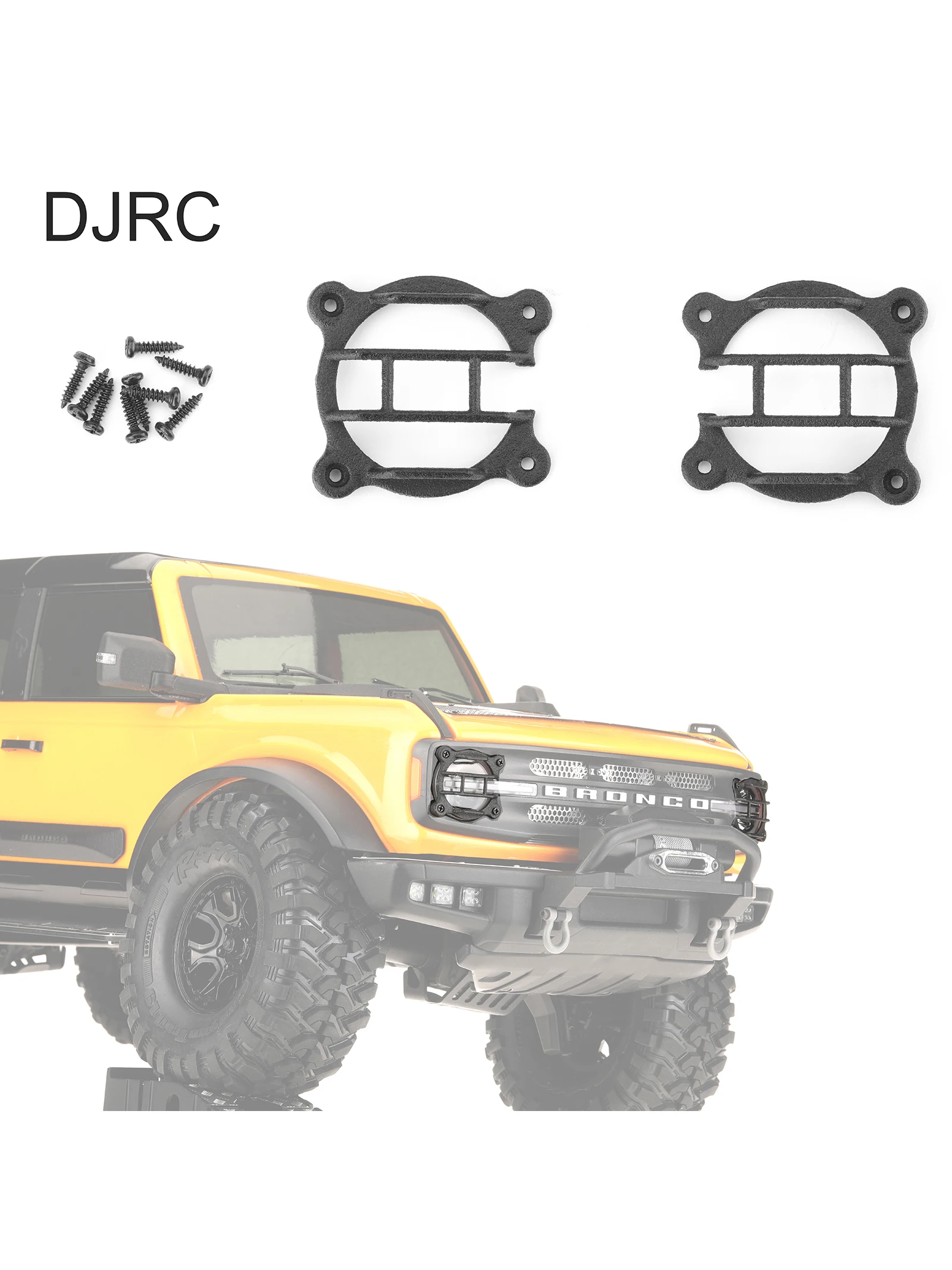 DJCRAWLER 1/10 Headlight Cover Light Lamp Frame Protective Cover for T4  Bronco 2021 Retrofit RC Crawler Car Lampshade carros