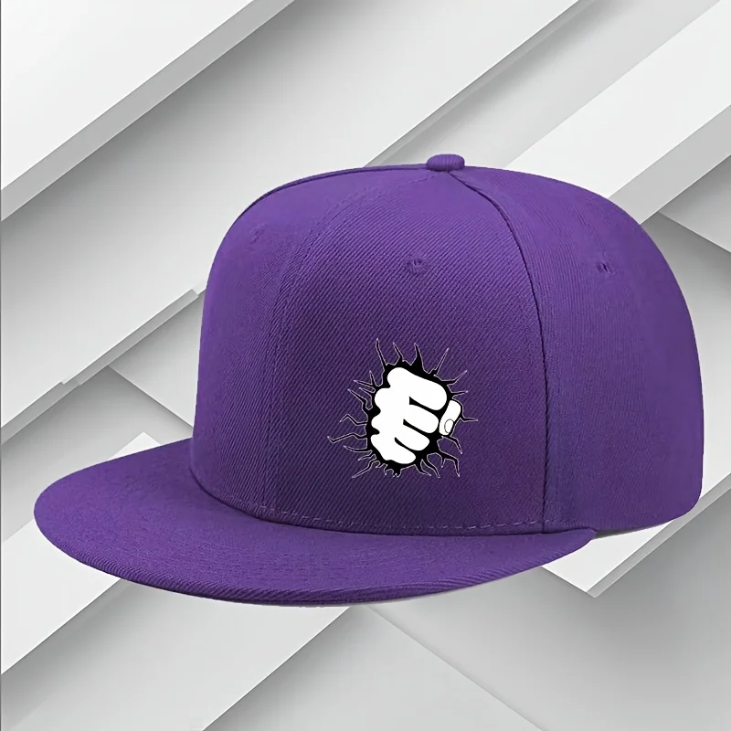 Fist Punch Crack Graphic Baseball Cap Unisex Adjustable Flat Brim Hat for All Seasons