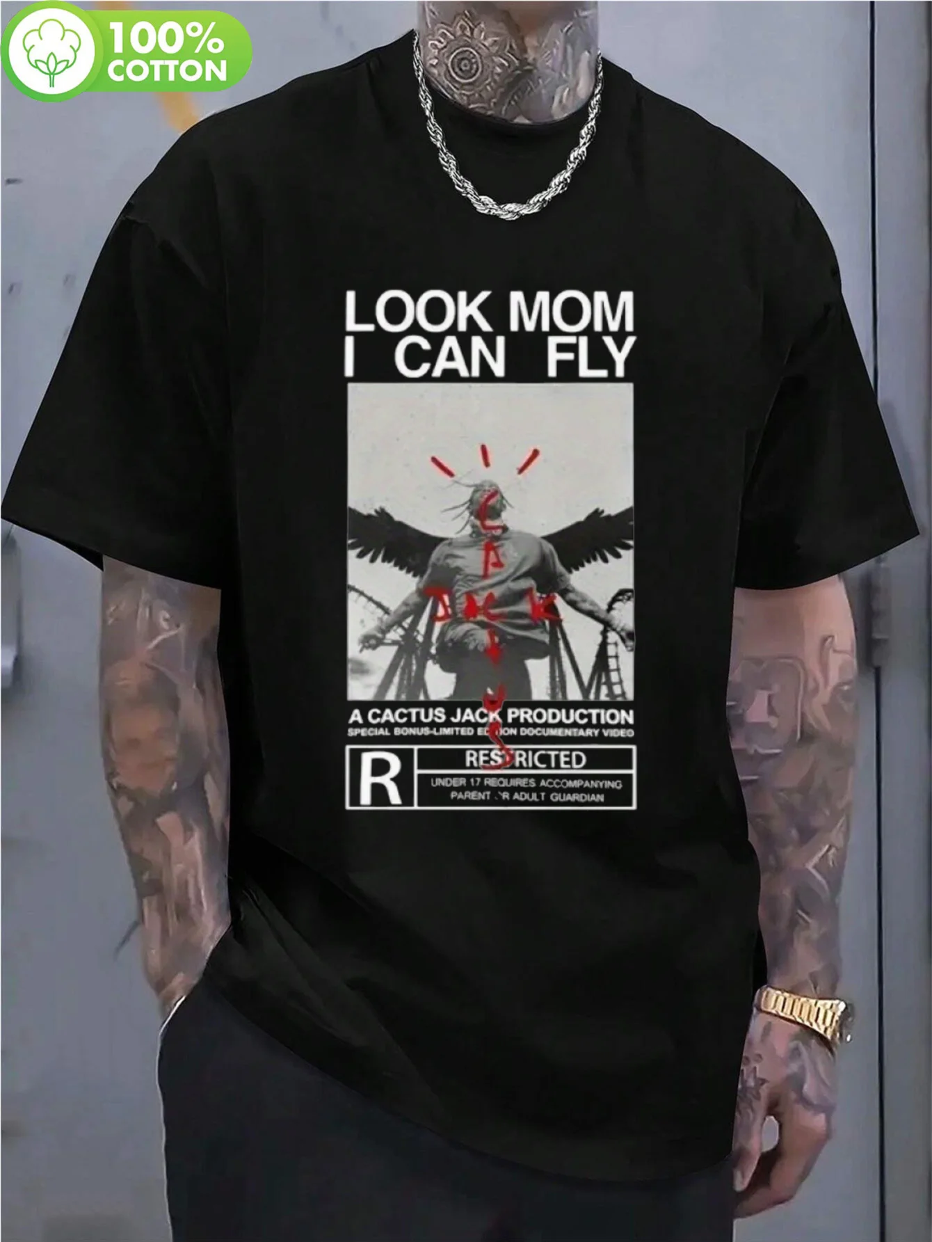 Travis Look Mom I Can Fly Camisetas Homens Scott Camisa Unissex Harajuku O Pescoco Tops Camisetas De Manga Curta