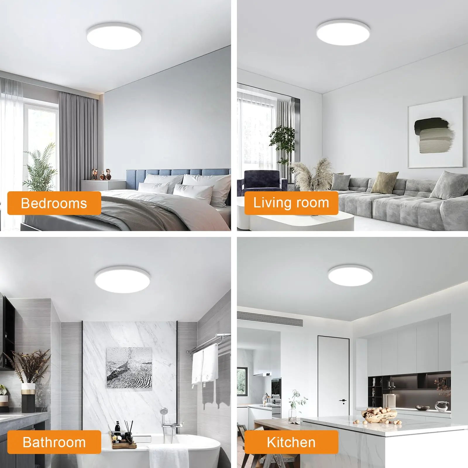 ضوء السقف LED Ø27cm، 24W 2400LM مصباح السقف، IP44 LED ضوء سقف الحمام، 6500K تركيبات الإضاءة البيضاء لغرفة النوم، الحمام #6