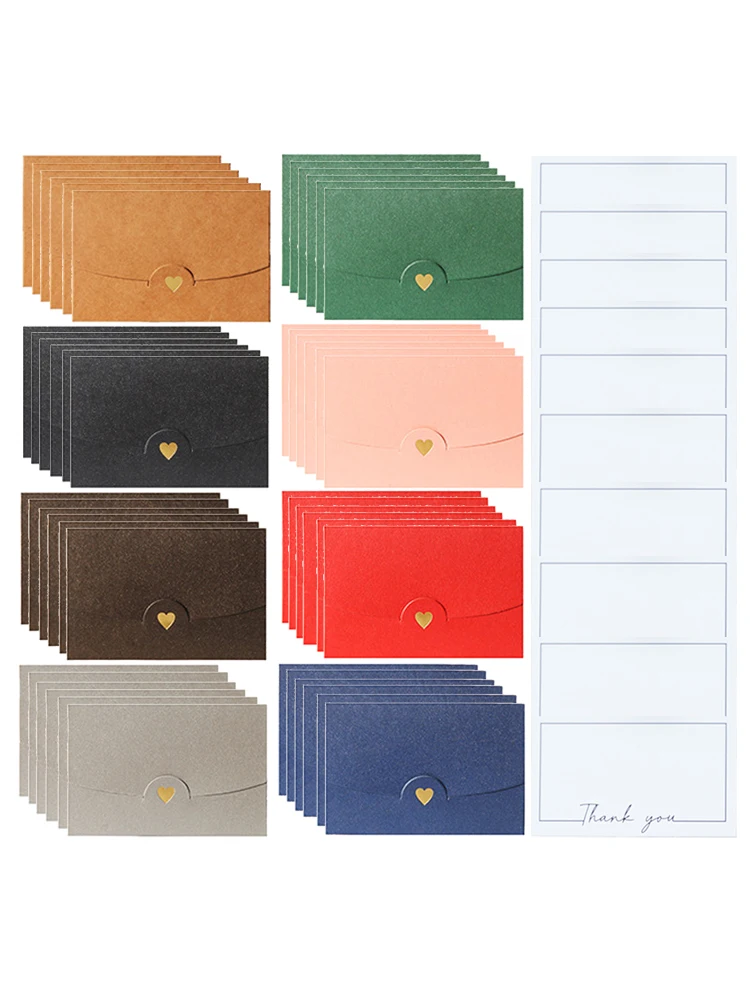 58pcs Stamps For Gift Cards Valentines Day Letter Christmas Birthday Party Home Office With Heart Clasp DIY Small Envelope Notes