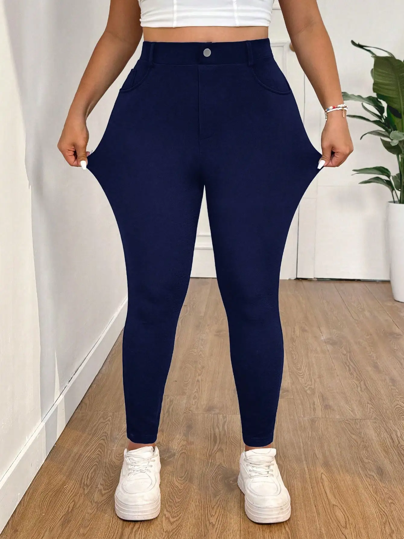

High Waist Solid Color Stretchy Pants For Women Casual Everyday Wear