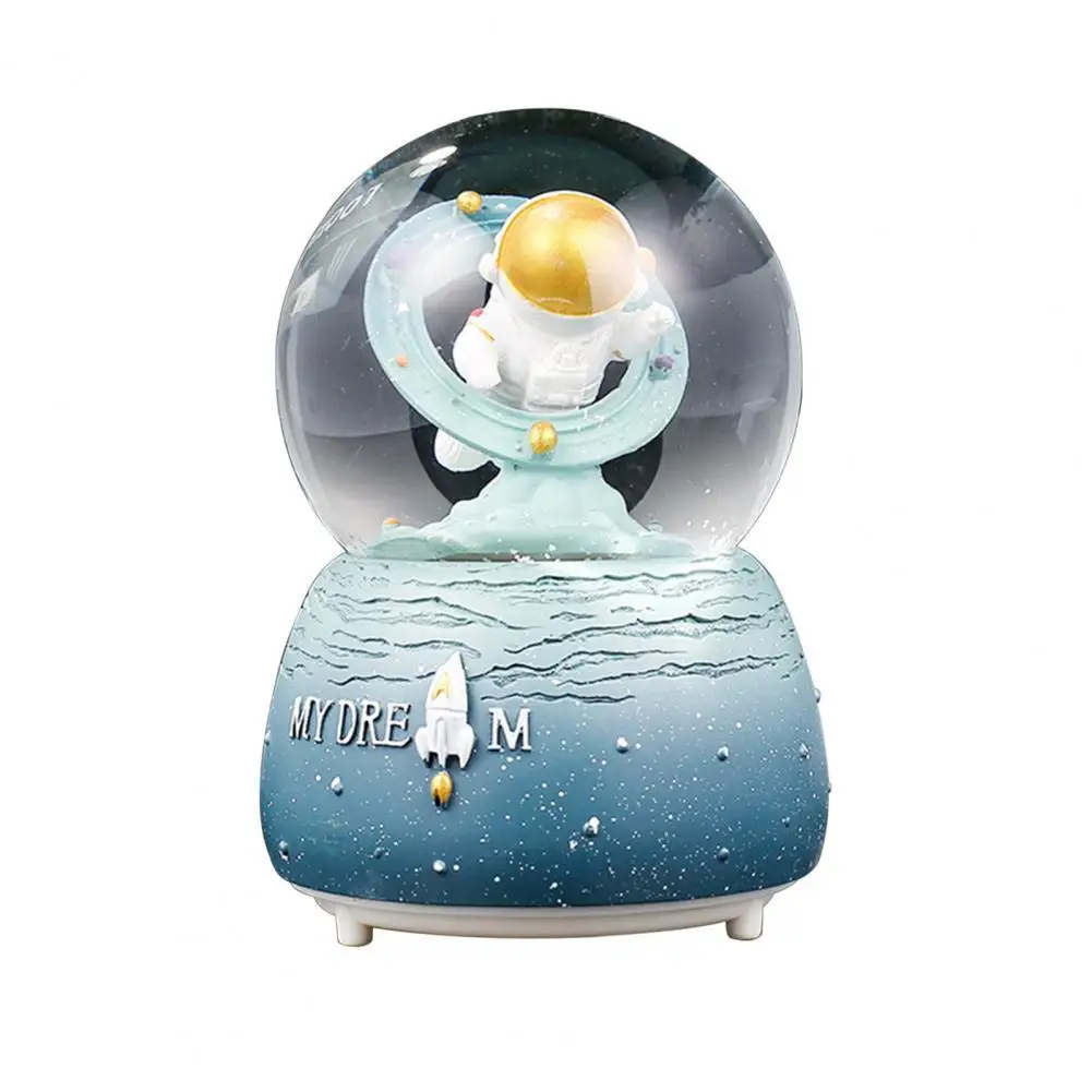 Practical Snow Globe  Delicate Glowing Crafts Snow Box  Astronaut Figurine Snow Globe