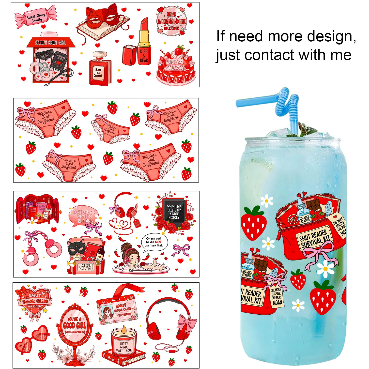 Funny Secret Smut Girl UV Sticker waterproof Party DIY Decals 3D transfers uvdtf tumbler seal stickers 16oz uv dtf cup wraps