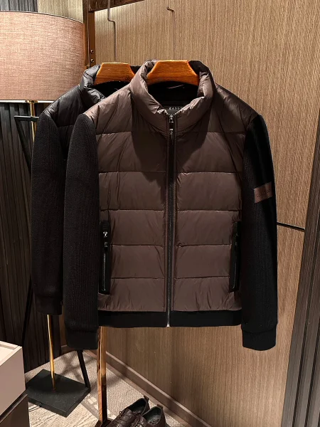 

Men's ort Sle Durable Warmth High Quali Silk Luster Cotton Knitted Patchwork Stand Collar down Jaet Busin Casual