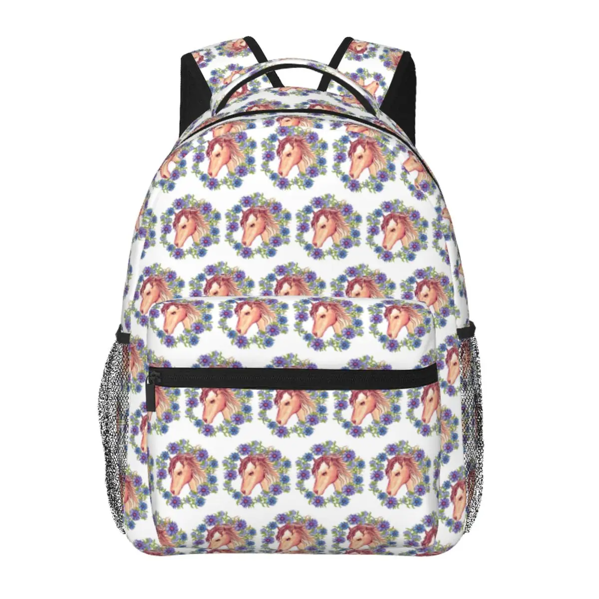 

Blue Daisy Horse Backpack Student Boys Girls BookBag Children School Bag Computer Shoulder Bags for Men Women