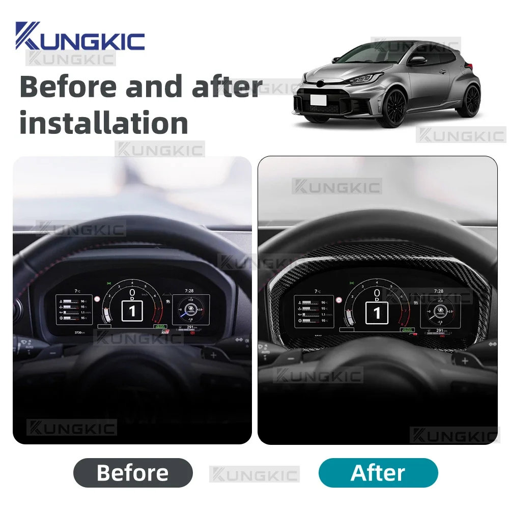 Dashboard Speedometer Frame Cover Trim Sticker For Toyota GR Yaris 2025-2026 LHD Real Dry Hard Carbon Fiber Car Interior Trim
