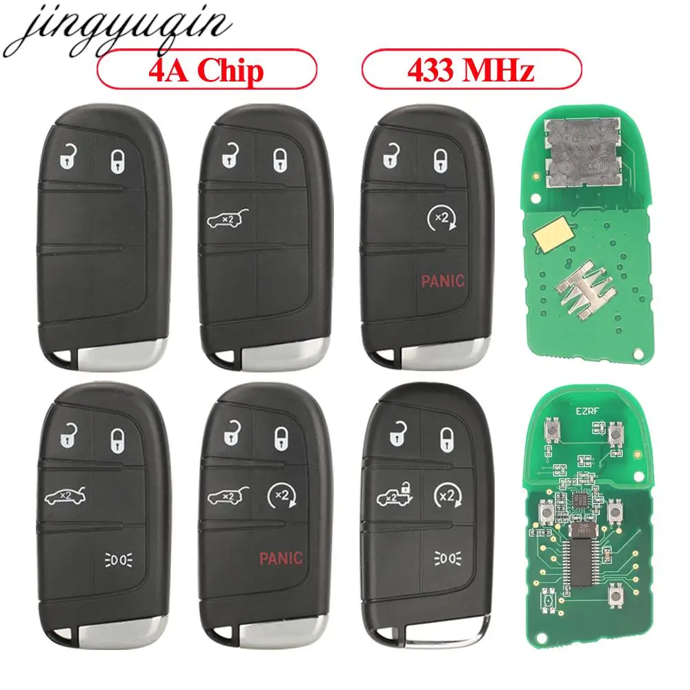 Jingyuqin alarma de llave remota de coche de 2/3/4/5 botones 4A 433Mhz para Fiat 500 500L 500X Toro 2015 2016 2017 2018 2019 entrada inteligente sin