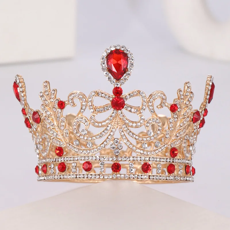 

Princess Crown Luxury Tiaras For Women Full Round Rhinestone Alloy Crowns Queen Party Diadem Wedding Headwear Bride Hair Jewelry