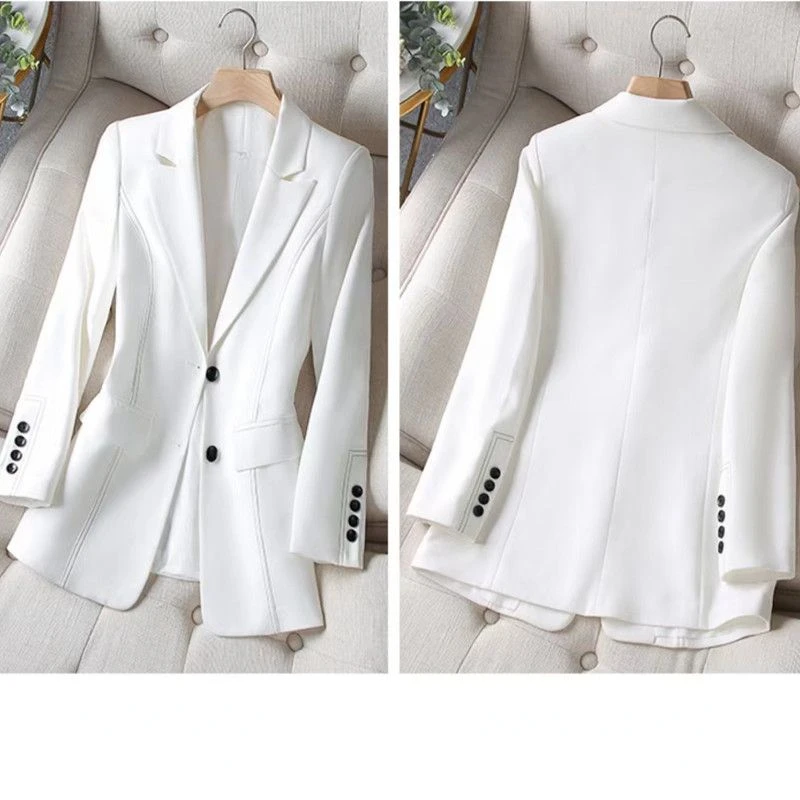 Luxury 2023 New White Suit Jacket Women Black Blazer Slim Long Sleeve Chic Korean Coats Spring Autumn Jacket Designer Clothing