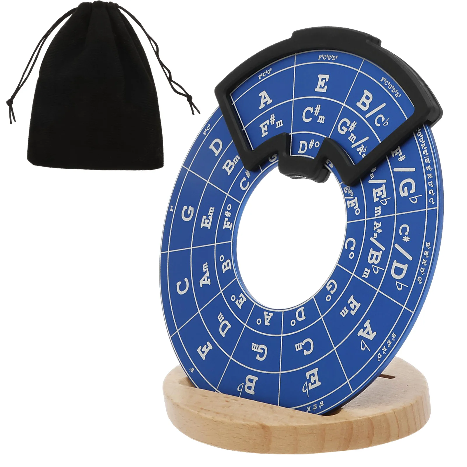 Ssllretu Circle of Fifths Wheel Metal Melody Tool with Woodiness Stand Aluminum Alloy Made Exquisite Design for Musicians
