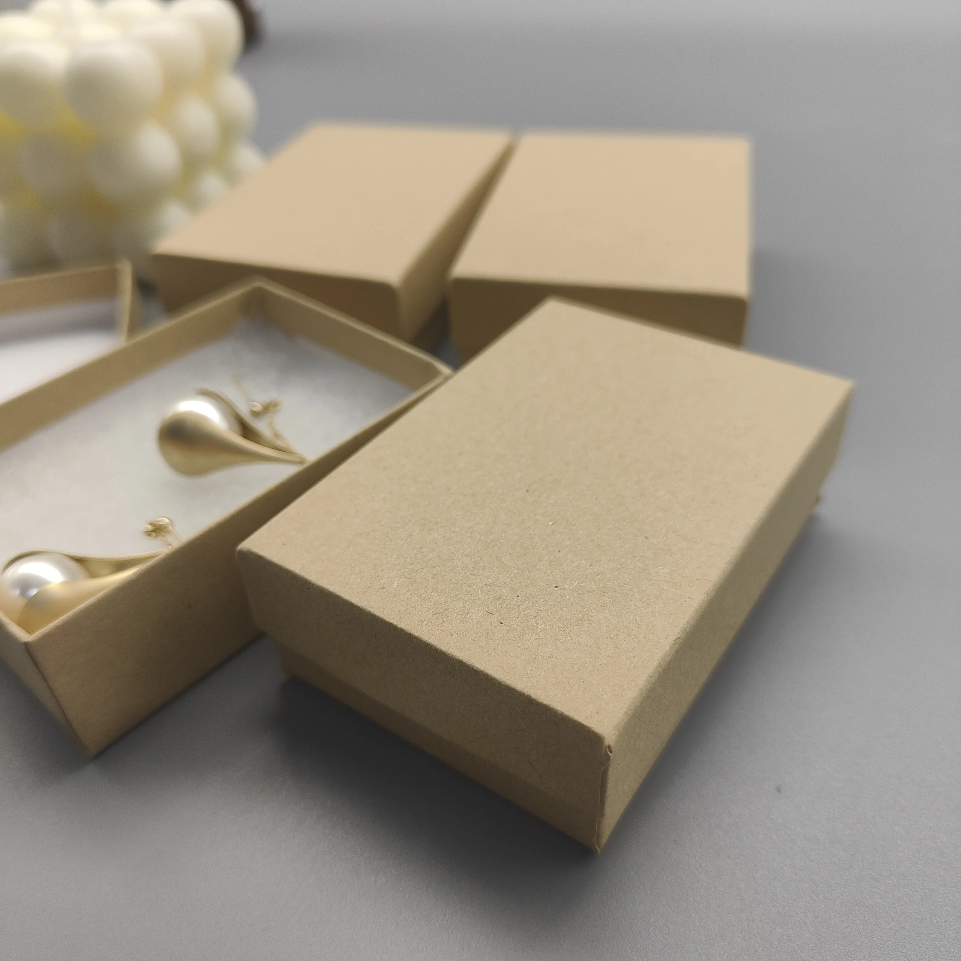 #32 100pcs Jewelry Kraft Brown Cotton Filled Box For Gift Package Earring & Bracelet Box  3 1/16x2 1/8x1（7.78X5.40X2.54CM)