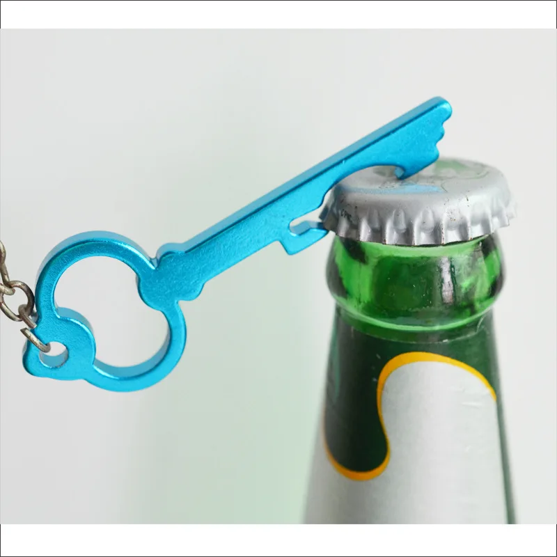 Aluminum Alloy Beer Bottle Opener, Key Shape Keychain, Office Gift, Promotion, 200Pcs