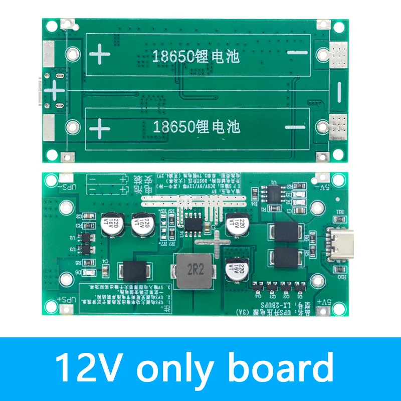 Tipo-C 15W 3A 18650 Módulo Carregador de Bateria de Lítio DC-DC Step Up Booster Carga Rápida UPS Fonte de Alimentação/Conversor 5V 9V 12V