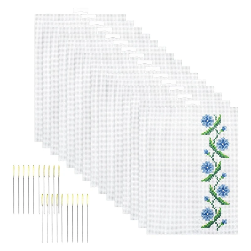 15PCS 14 Count Plastic Mesh Canvas Sheets, Perforated Plastic Stitching Canvas Cross Stitch Plastic Mesh Canvas, Durable