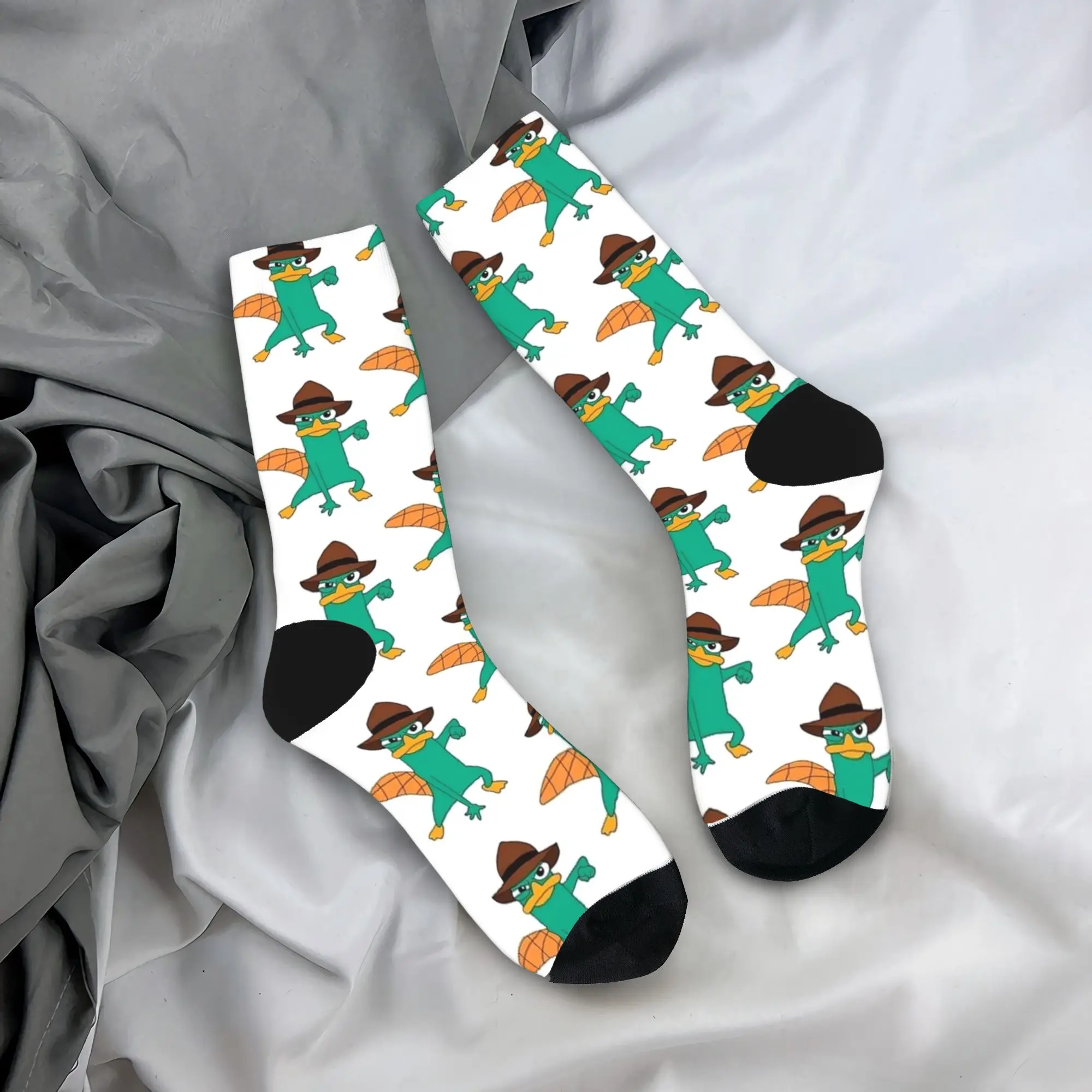 

Носки Perry The Platypus с забавными мемами, чулки с принтом, нескользящие носки для взрослых и мужчин, средние мягкие осенние модные носки для бега