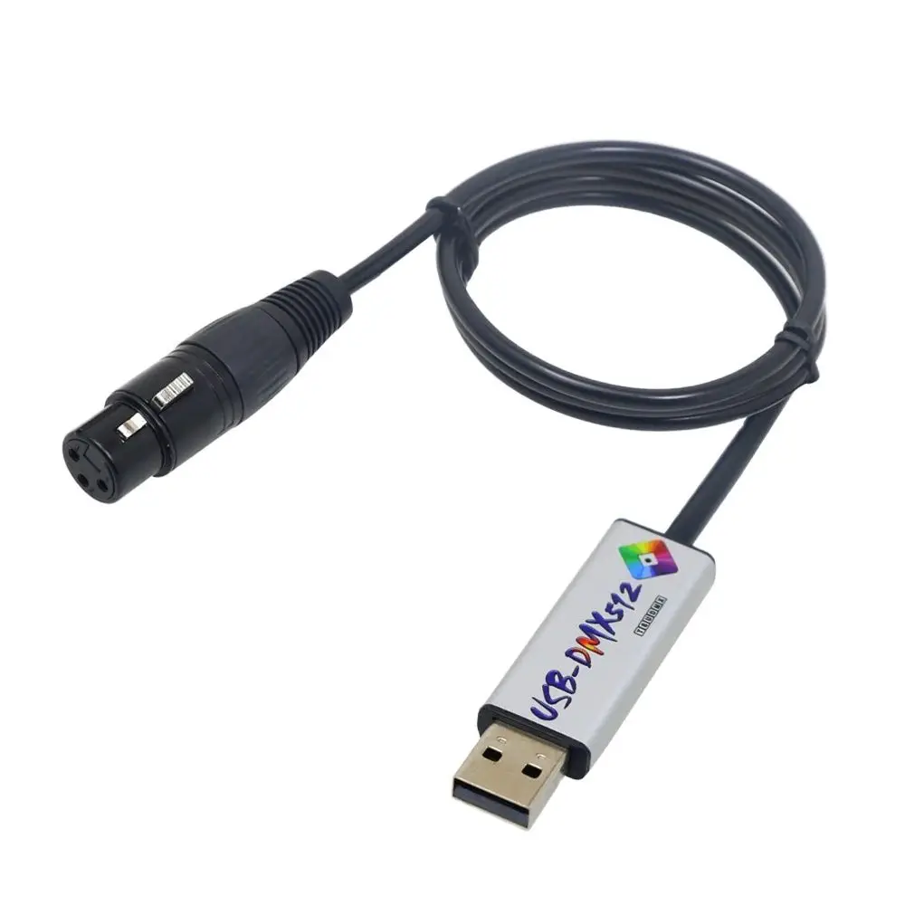 Adaptor antarmuka USB DMX LED DMX512, pengontrol pencahayaan panggung PC komputer Dimmer Led antarmuka Dmx512 dengan CD untuk DJ Disco