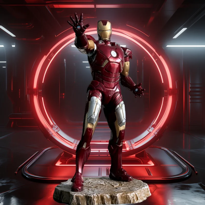 Original mainan Avengers Zd versi cahaya Iron Man Mark3 Mk6 Action Figure Mk1-7 Led Mk85 suit-up Gantry dewasa mainan koleksi