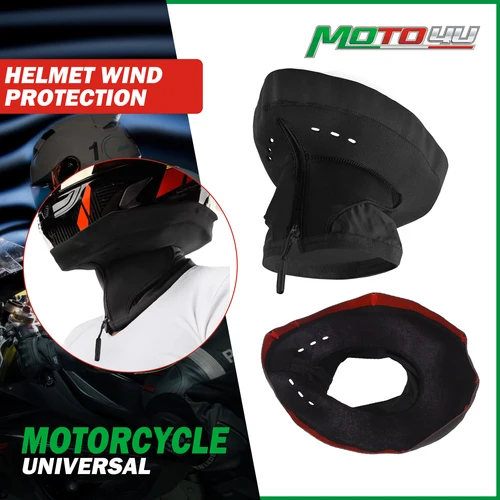 Bloqueador de viento y ruido para casco de motocicleta, bloqueador de viento negro cálido con cremallera, protección Universal contra el viento