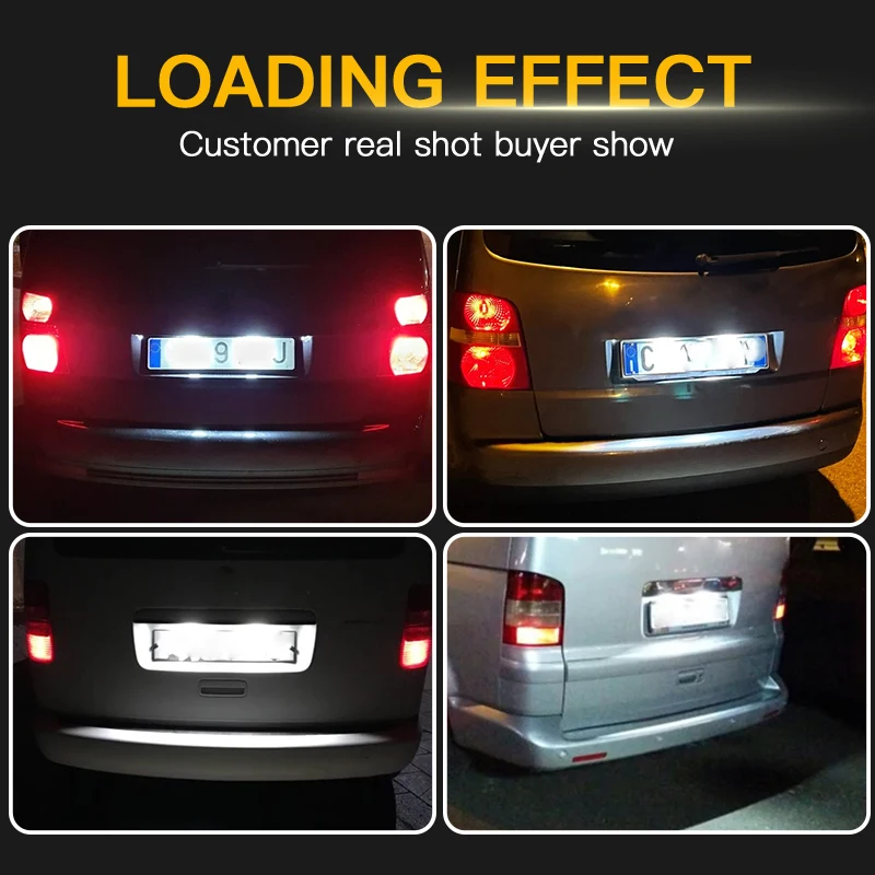 10PCS For VW T5 T6 Transporter Caravelle Multivan California Transvan Caddy Passat White LED License Number Plate Lights Lamp view 5