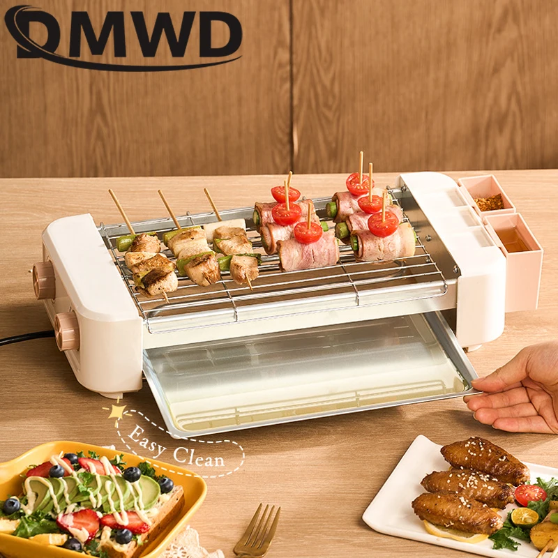 DMWD Household Electric Hot Dog Grill Mini 5 Rods Stainless Steel Roller Sausage Maker Corn Baking Barbecue Hotdog Machine