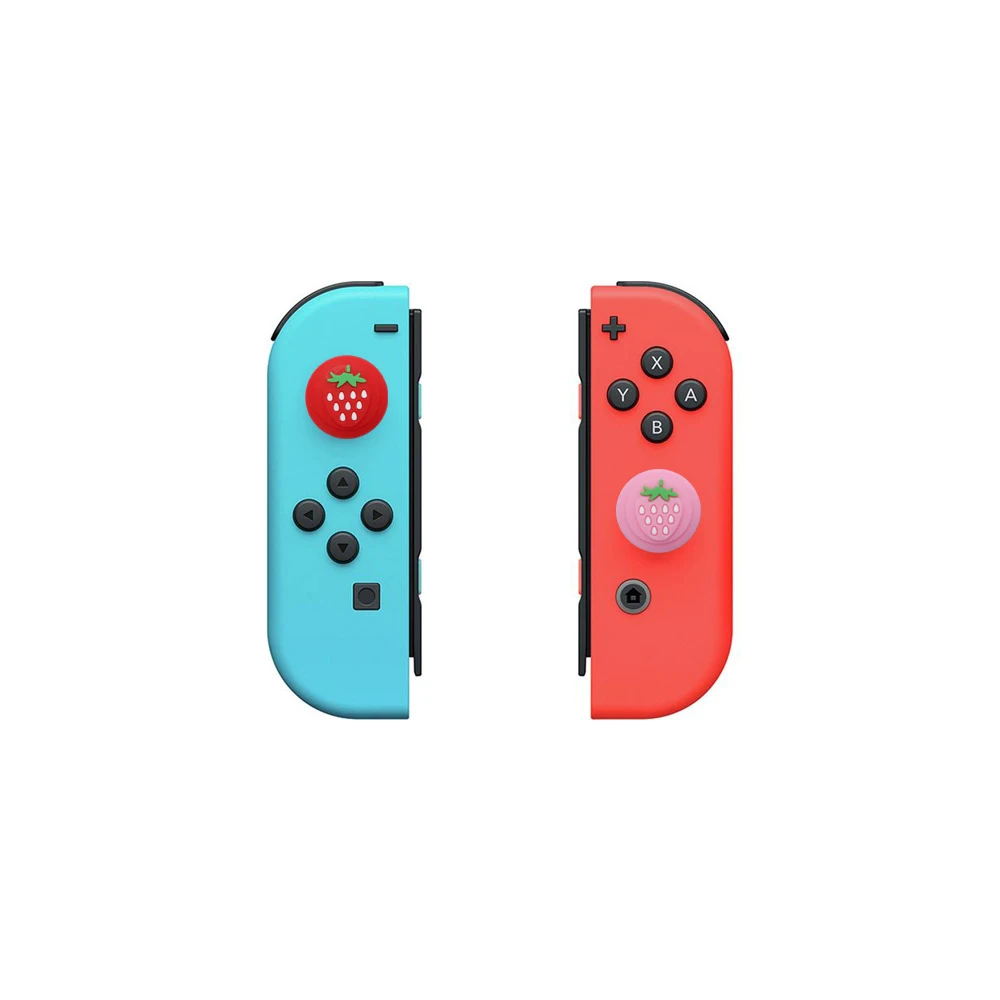 4szt Kontroler Joystick Skin Case Strawberry Thumb Stick Grip Caps Cover dla Nintendo Switch OLED Lite Joycon Joy-Con NS