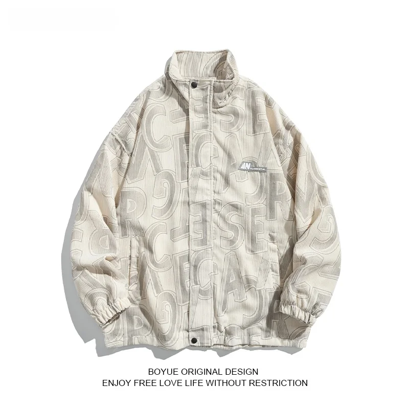 

Мужская вельветовая куртка Boyue в американском стиле, повседневная, с принтом, трендовая, ретро, популярная в интернете, для молодежи, весна-осень