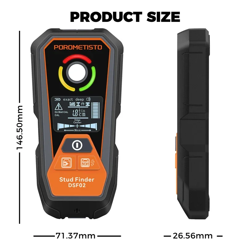 DSF02 Stud Finder Wall Scanner Detector With Deep Mode/Exact Mode,6-in-1 Multifunctional Detection Accurate Measuring Tools