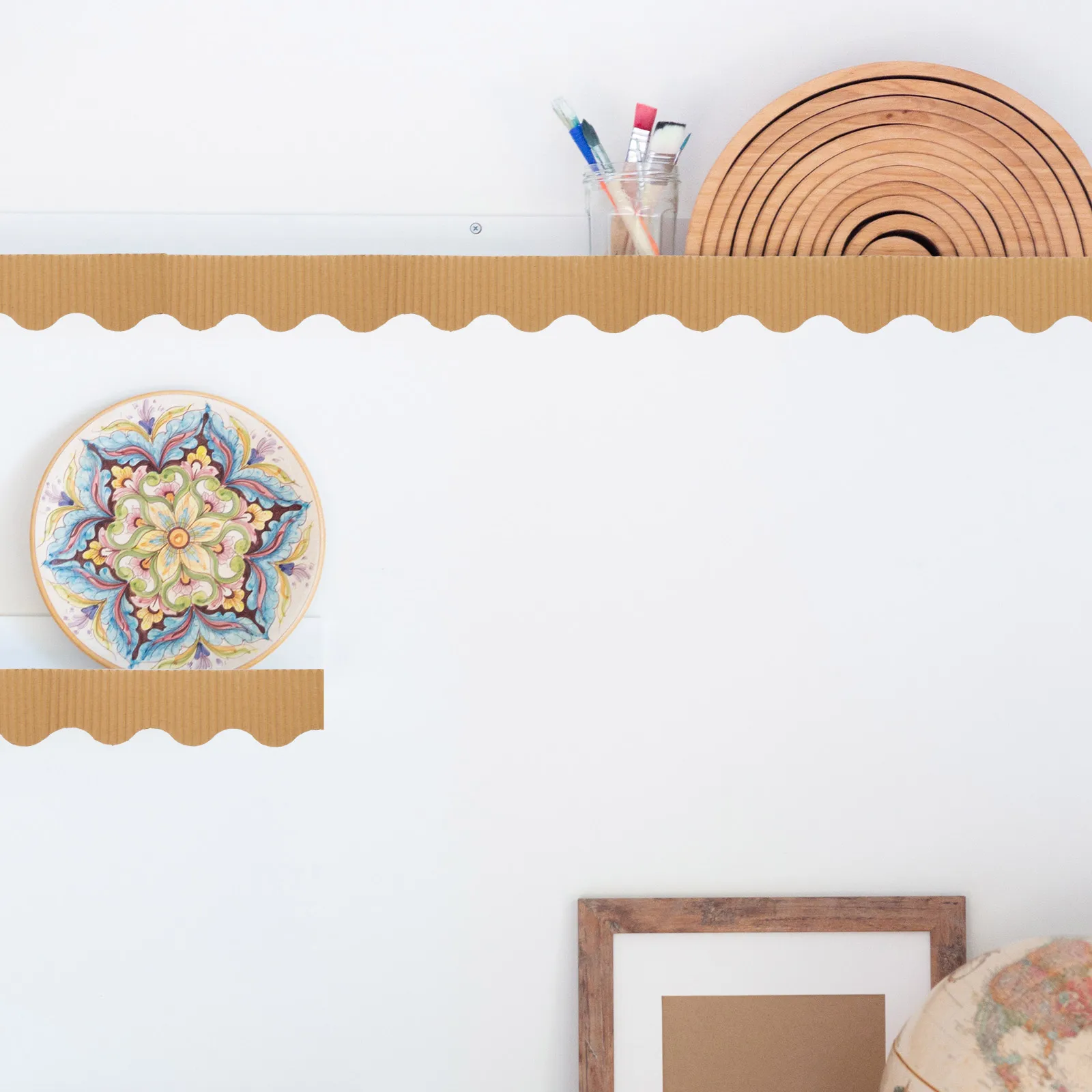 Decoration Wavy Lace Paper Bulletin Board Borders Cardboard Corrugated Boho Classroom for