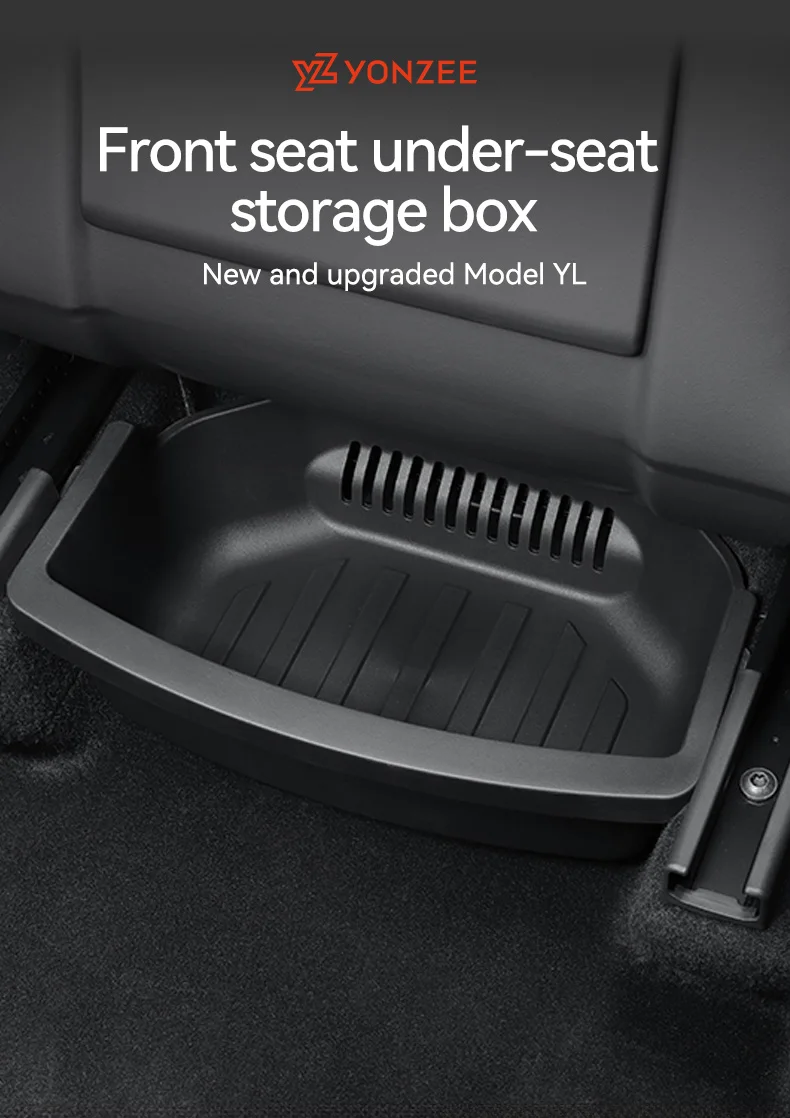YZ Under Seat Storage Box For Tesla Model YL 6-Seat 2026 Drawer Front Rear Seat Lower Organizer Tray Car Interior Accessories
