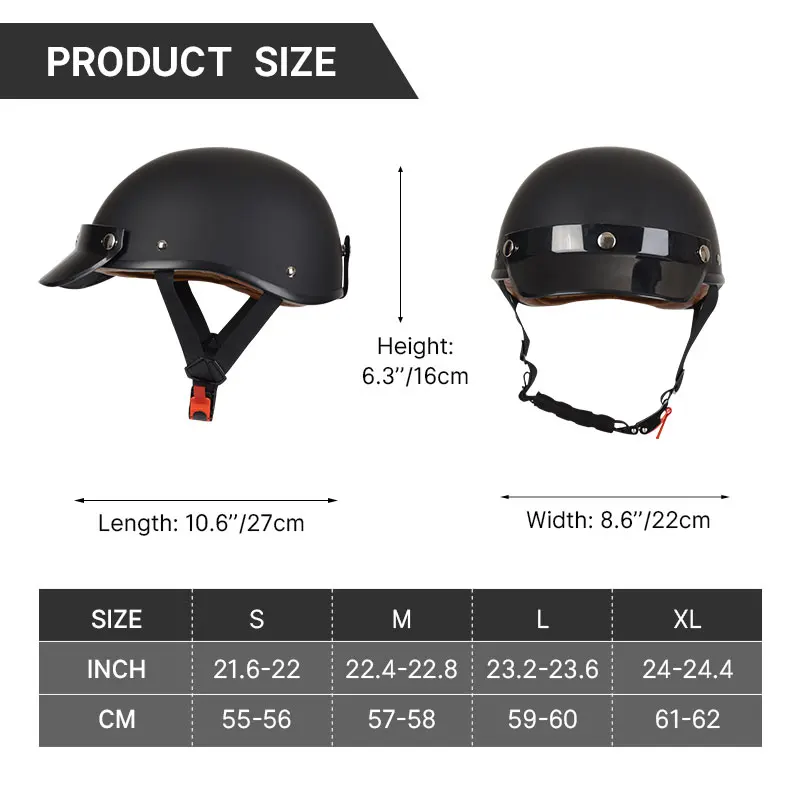 Bright Black Motorcycle Helmet Small Scooter Body Half Helmet for Half Face Motorbike Helmet Universal Motorcross All Season