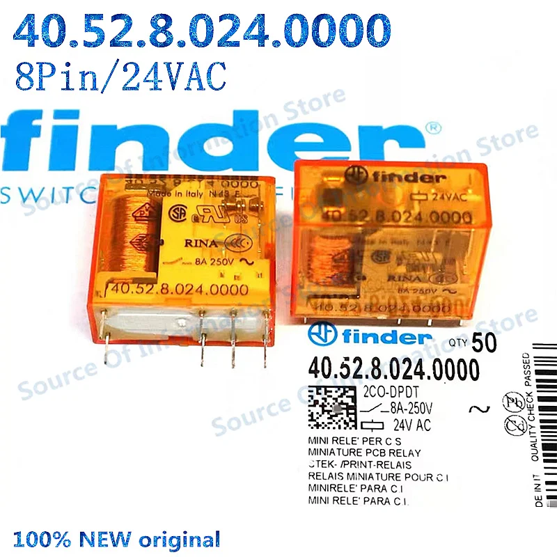 

5Pcs, 40.52.8.024.0000 type 40.52 24VAC, 8A 8Pin Finder Relay, 100% new original