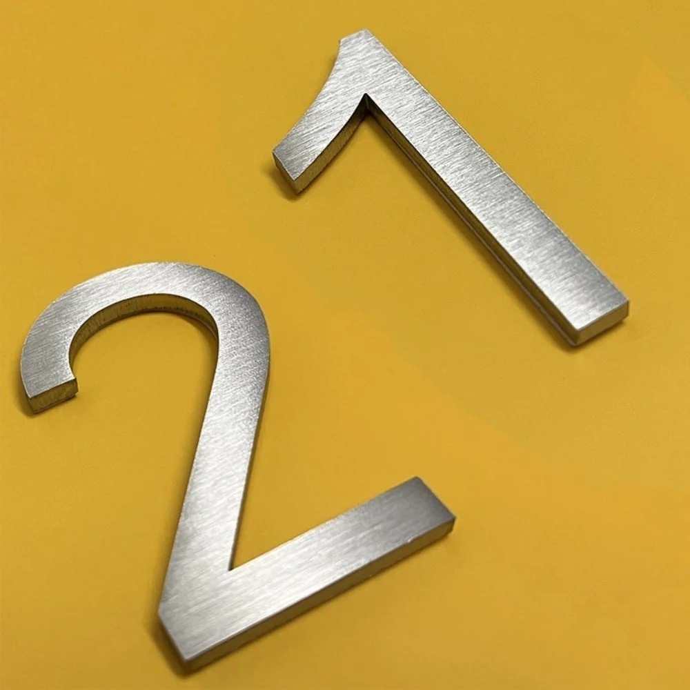 1pc Stainless Steel House Number Outdoor 6 inch /3inch Silver Apartment Door Number Mailbox Address Sign #0-9