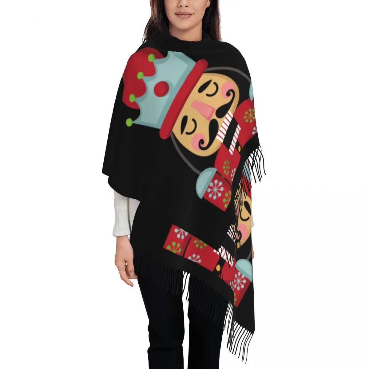 

Шарф «Щелкунчик» с принтом на заказ для мужчин и женщин, зима-осень, теплые шарфы, игрушка-солдат с героями мультфильмов, Рождественский подарок, шали, накидки