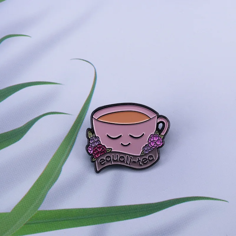 Women\'s Enamel Pins Custom Coffee Power Feminist Brooches Clothing Luxury Copper Lapel Badges Fashion Jewelry Gift Drop Shipping