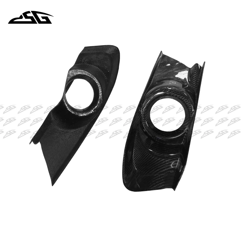 2PCS High Quality Carbon Fiber Automotive Front Bumper Fog Light Bezel Decorative Cover for Ford Mustang 2015+