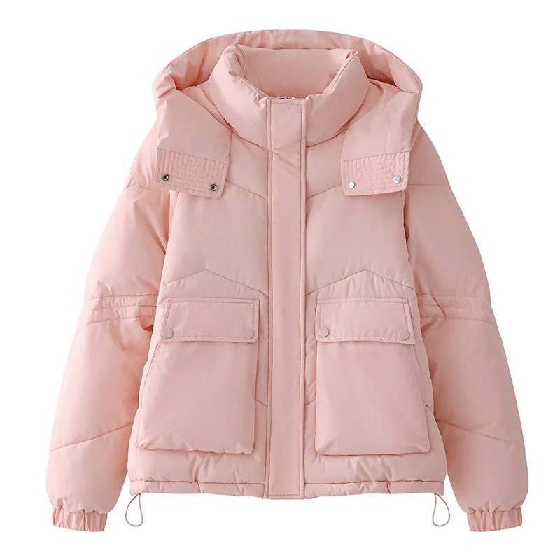 2025 جديد القطن وسادة مبطنة المرأة شتاء دافئ القطن معطف مبطّن سترات قصيرة مقنعين ملابس خارجية السيدات بلايز معطف الإناث #1