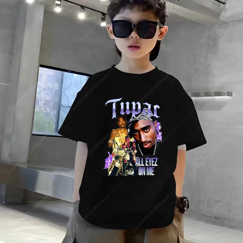 Tupac 2pac Rapper Thug Life Hip Hop Fashion Kids T-shirt Baby Boys Girls Clothes Summer Children Cotton Short Sleeve T Shirt Top