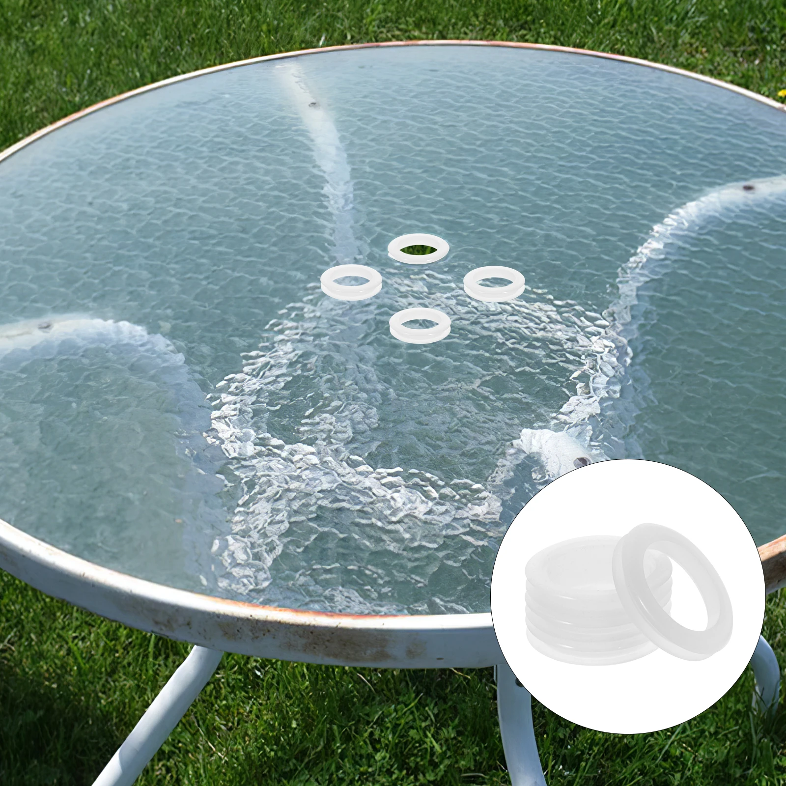 

4pcs Silicone Hole Rings Table Umbrella Rings Outdoor Umbrella Protector Durable Transparent Ring For Yard Patio Sunshade Hole