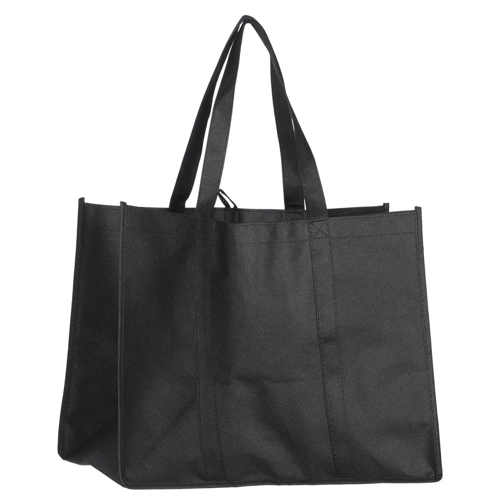 5pcs Black Grocery Shopping Bags Reusable 41x26x33cm Large Picnic Bag Capacity Picnic Camping Portable Storage