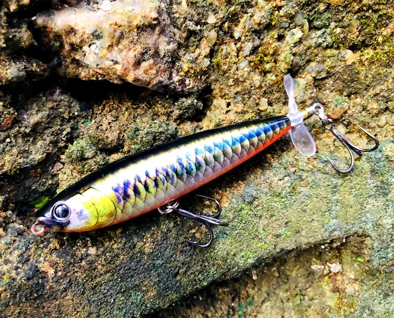 GREENSPIDE Propeller Bleistift Topwater Angeln Köder 95mm 12,5g Bass Fishing Tackle Angeln Zubehör Salzwasser Lockt Fisch Köder – Detail 12