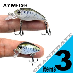 AYWFISH 2.8CM/4CM/4.5CM Small Handmade Bass Fishing Lure Floating Hard Plastic Bait Wholesale Artificial Mini Crankbait Wobblers
