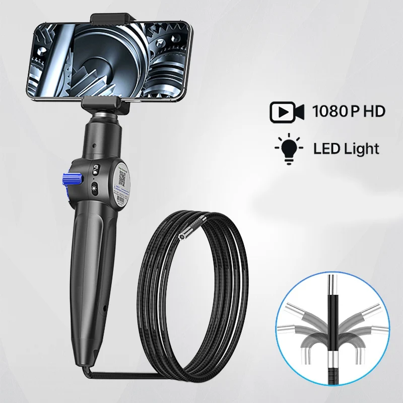 Articulating Borescope 2-Way HD1080P 8.5 mm Len Endoscope Camera with Light Compatible with Android &iOS Phone For Pipe