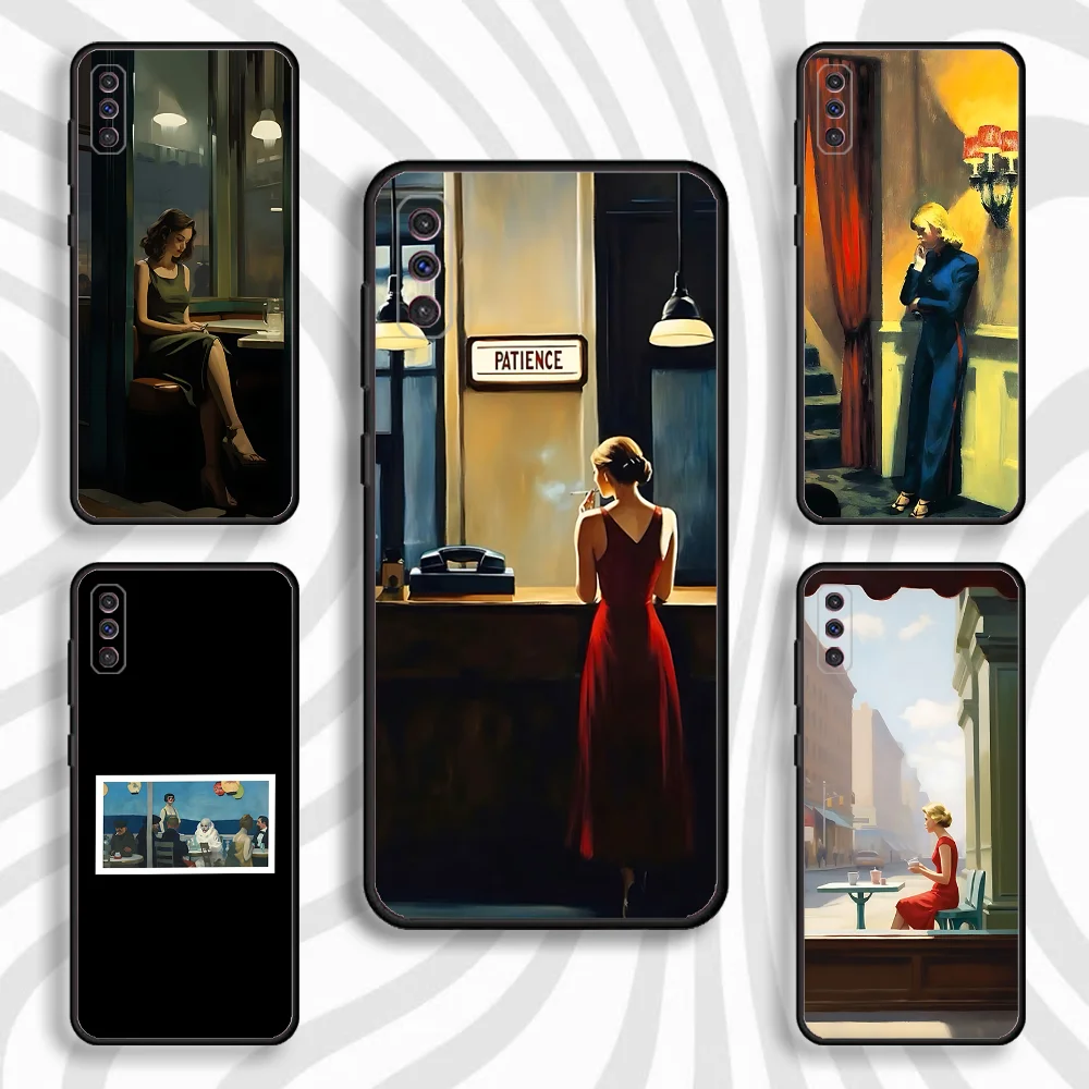 

E-Edward H-Hopper Art Phone Case For Samsung S 25,24,23,22,30,21,10,9,Ultra,Plus,Lite,FE,4,5 G Black Soft Case