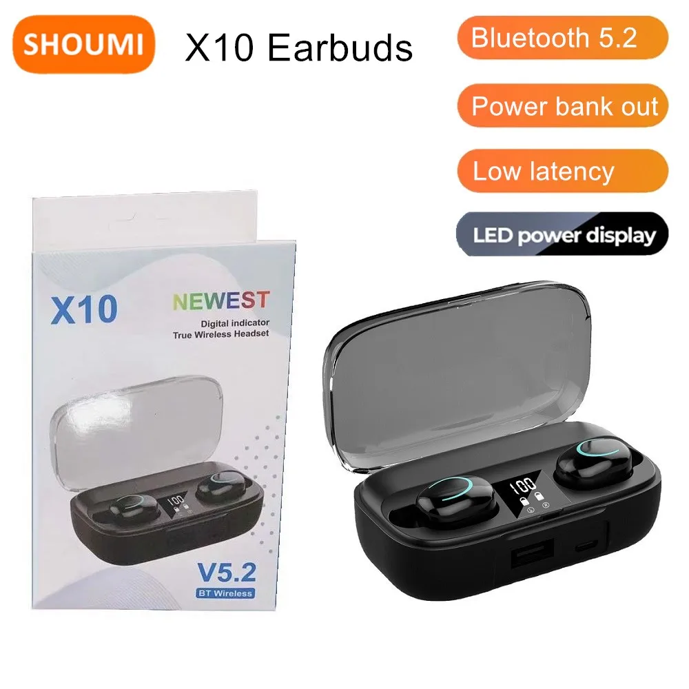 Shoumi 2023 New Wireless Earbuds Bluetooth Tws Headphones with Stereo Earphone Sport Headset Charge Case with 2000mA Power Bank